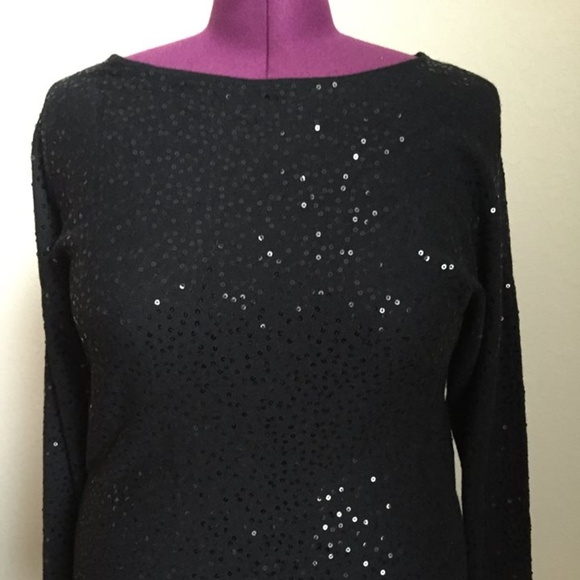 Chelsea & Theodore Sweaters - Chelsea & Theodore Black Sequined  Sweater L NWT